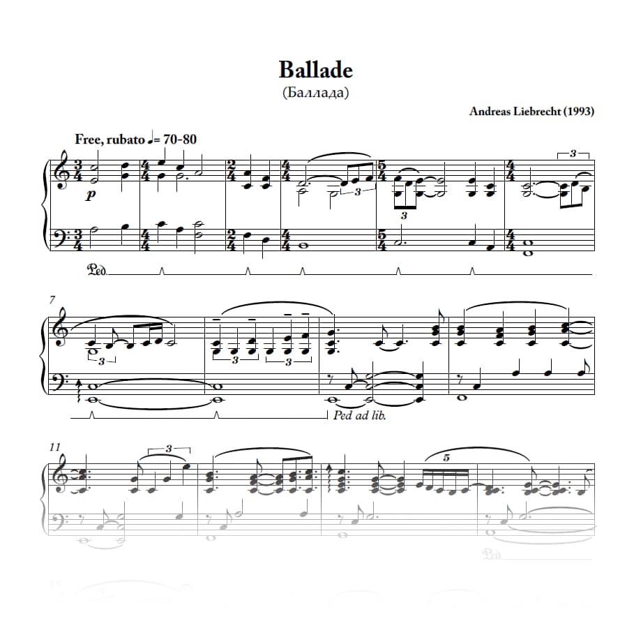 Ballade - For Piano (PDF)