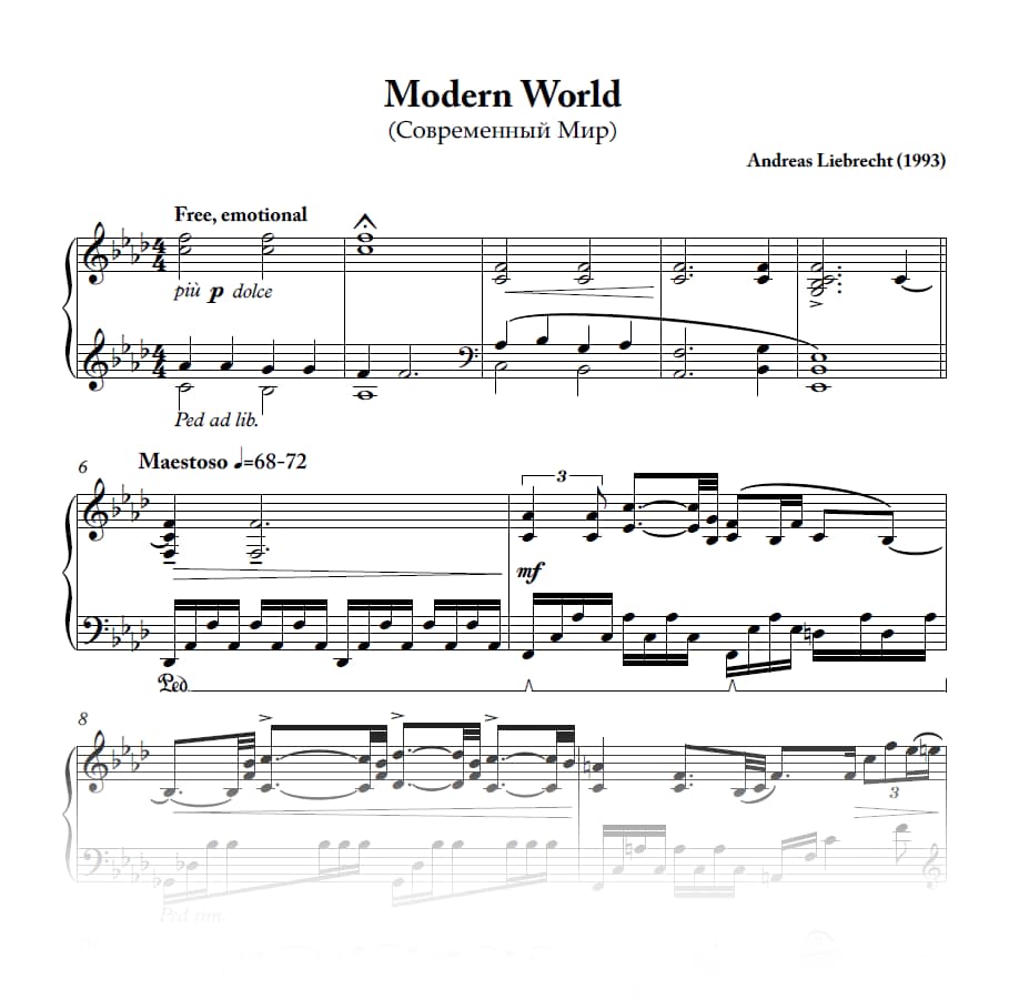 Modern World - For Piano (PDF)