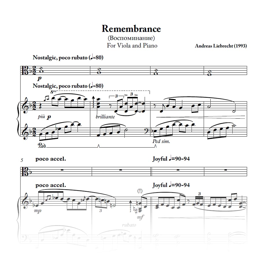 Remembrance - For Viola and Piano (PDF)