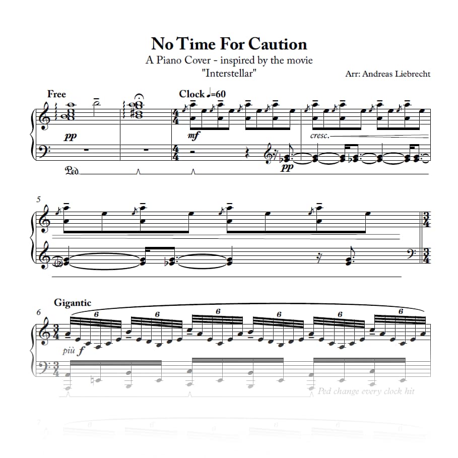 No Time For Caution - Piano Cover (PDF)
